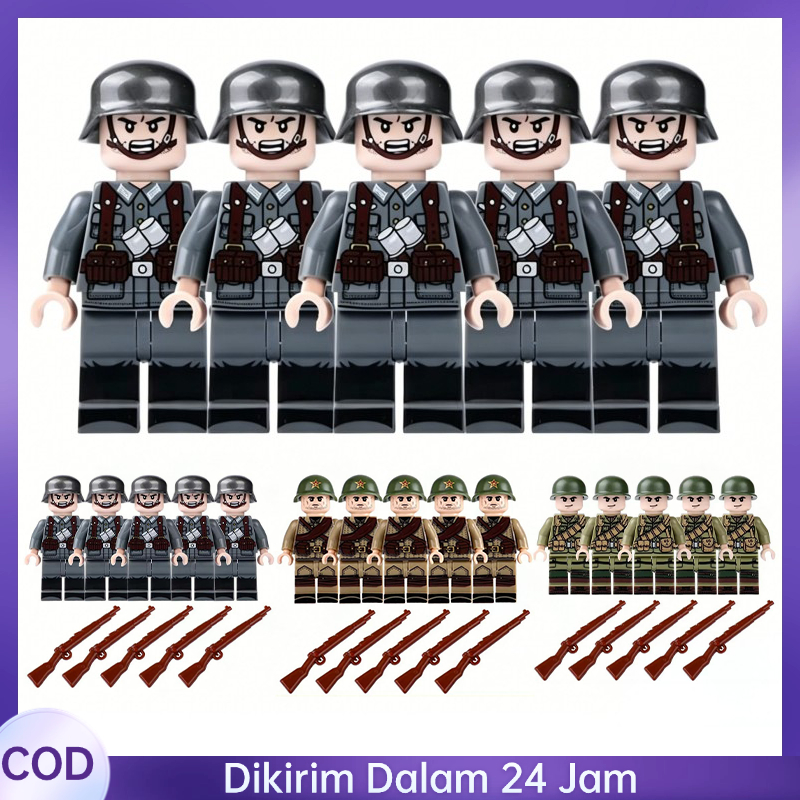5set Lego Army Soldiers Mainan Pendidikan Ww2 Lego Figure Blok Bangunan Karakter Mainan Lego Tentara