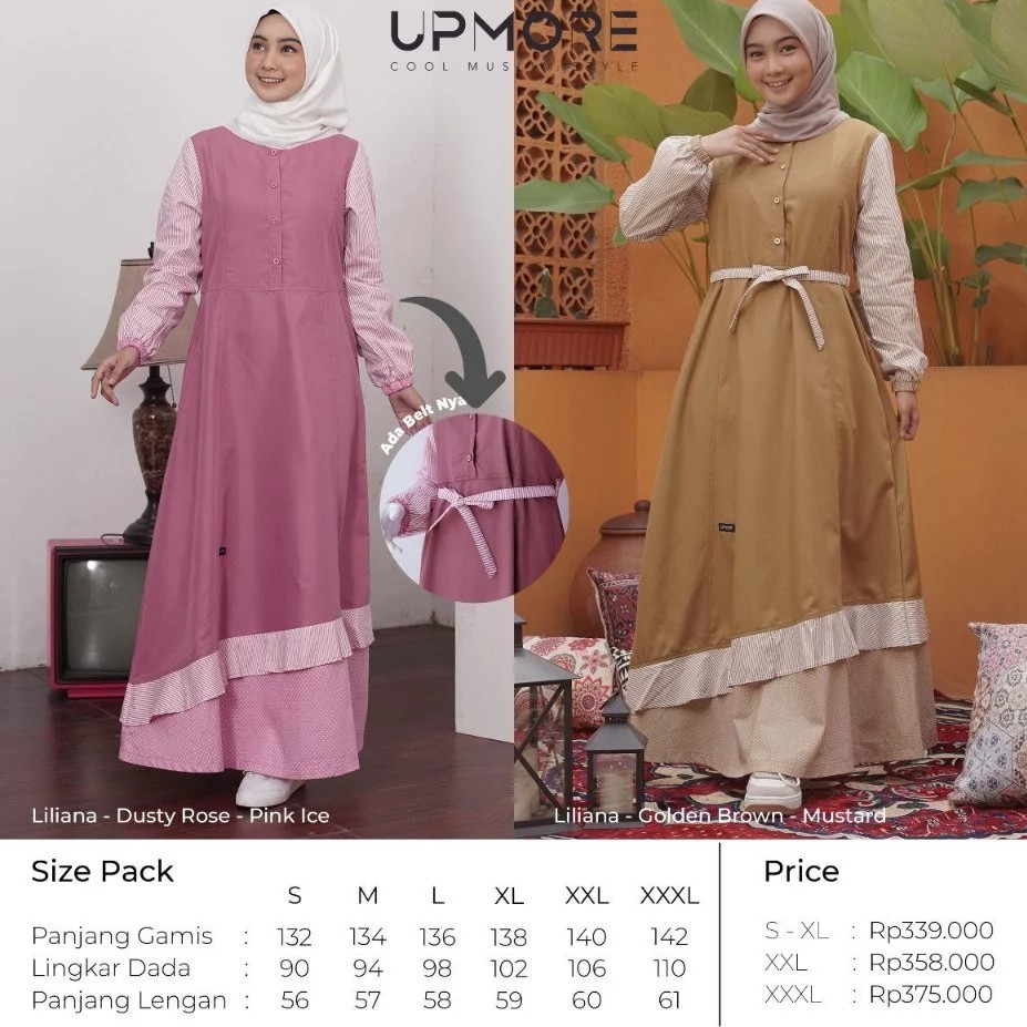 PROMO MUTIF Gamis Muslimah Dewasa 2 warna Liliana Terbaru