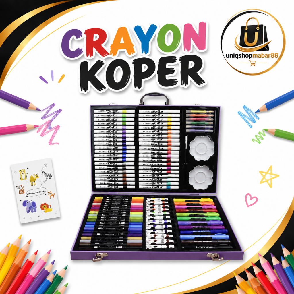 Crayon Set 113 Set Alat Mewarnai Set Spidol Gambar Crayon Koper Set