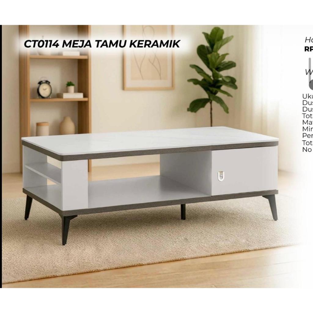 MEJA TAMU 0114 KERAMIK 120X60X45 CM