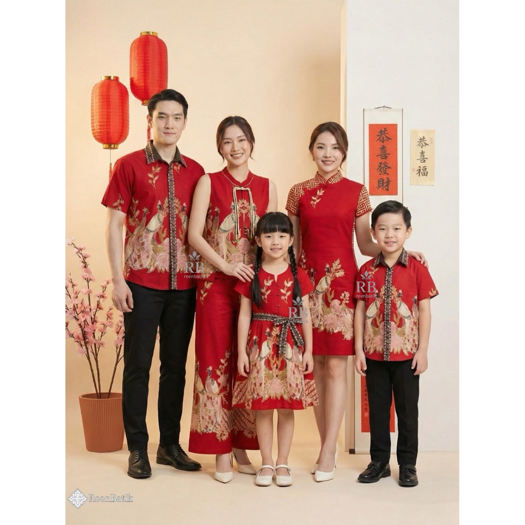 Batik Couple Edisi Imlek Warna Merah / Cheongsam /Blouse Imlek / Kemeja Batik / Dress Imlek / Series