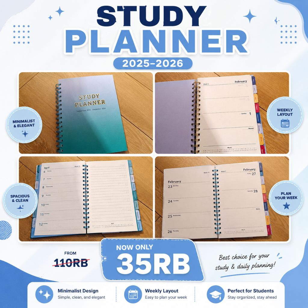 Study Planner  Flying Tiger | Study journal | Buku Planner Belajar Spiral | Weekly Planner | Agenda 