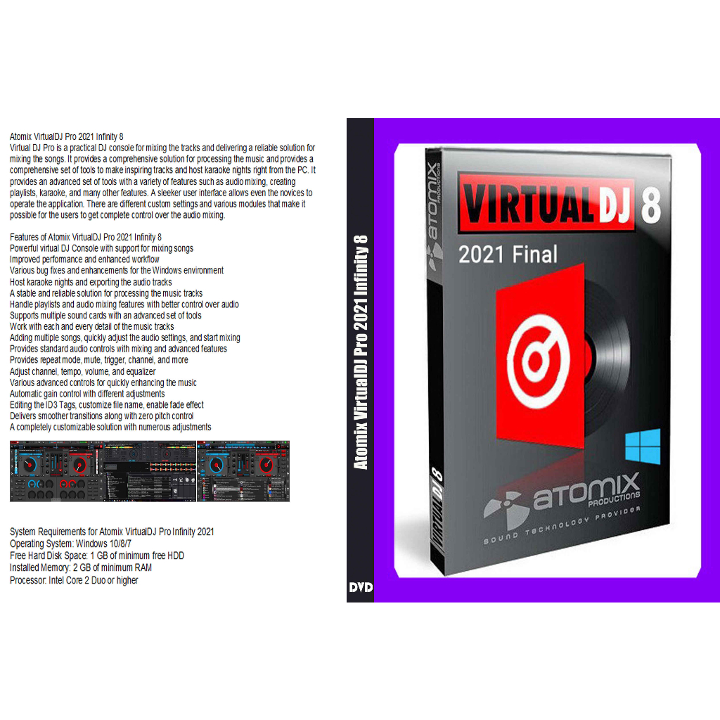 DVD TERLARIS Atomix VirtualDJ Pro 2021 Infinity 8