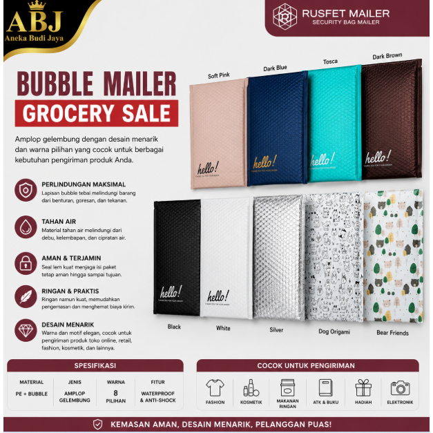 Amplop Bubble - Bubble Mailer Rusfet 23cm x 26cm -