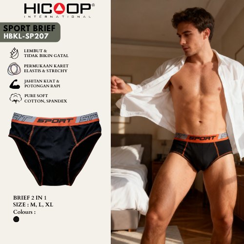 Celana Dalam Pria Hicoop 2 Pcs Brief Sport Comfortable Spandex HBKL-SP207