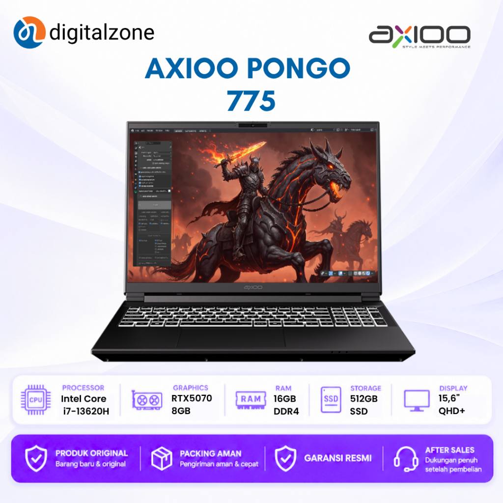 Axioo Pongo 775 I7 13620H 16GB 512GB RTX5070 8GB 16.0 Qhd+ 180HZ W11