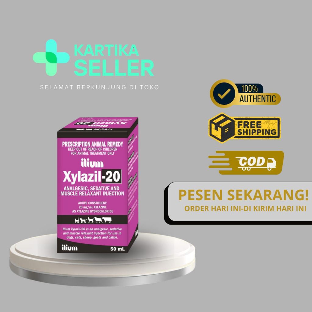 Xylazil-20 obat injeksi hewan golongan Xylazine 20 mg/ml yang berfungsi sebagai obat penenang, pered