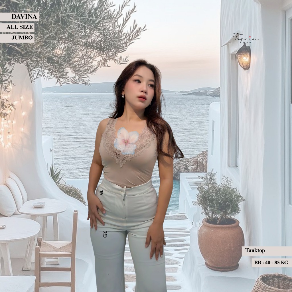 TOPINSECRET DAVINA Tanktop Renda Atasan Wanita Kamisol Renda Atasan Wanita Korea [ Camisole ]