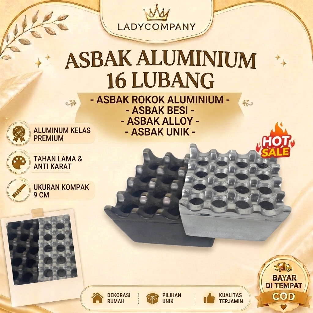 Asbak Aluminium 16 Lubang - Asbak Rokok Aluminium - Asbak Besi - Asbak alloy - Asbak Unik - Asbak Ro