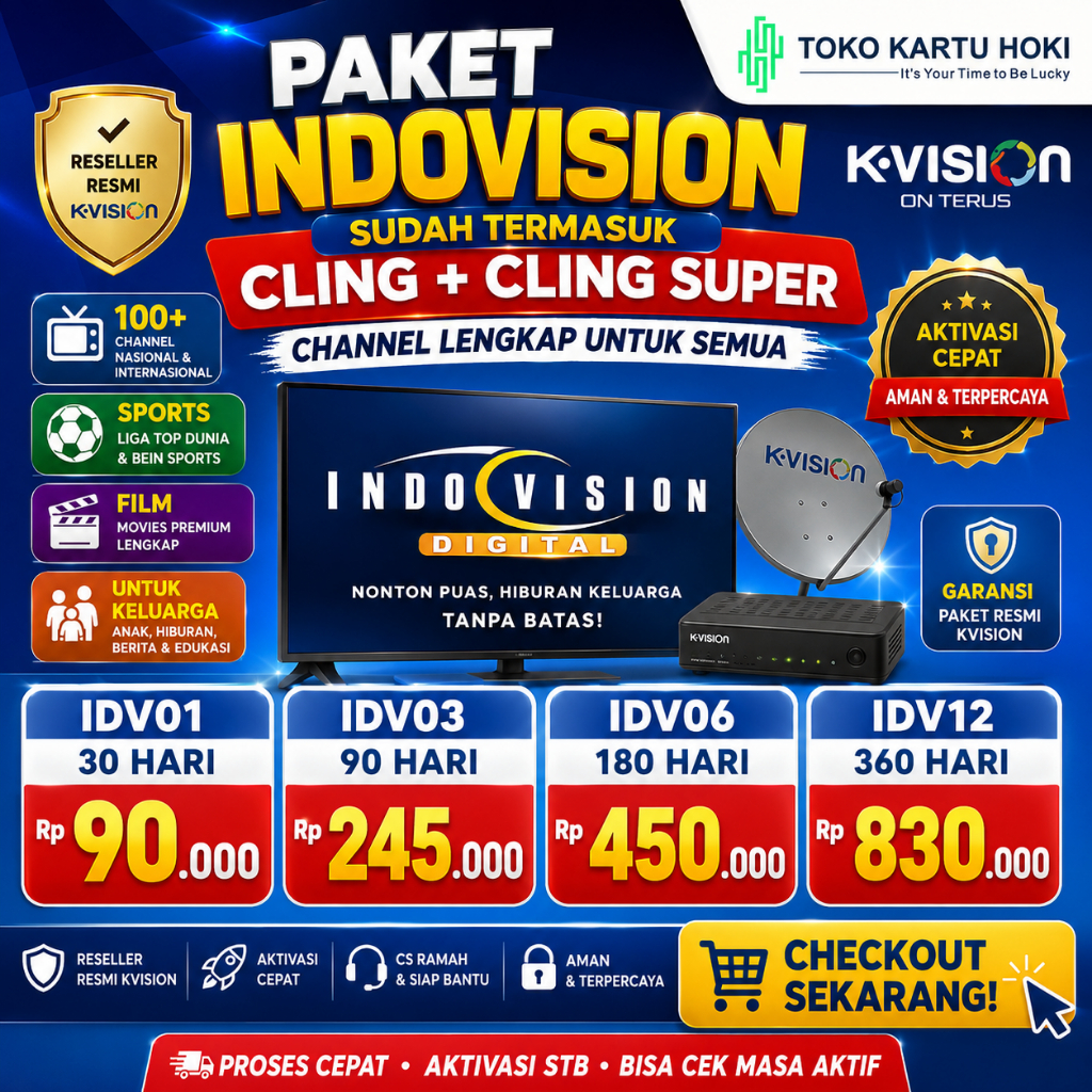 Paket Indovision K-Vision Lengkap | Cling + Cling Super + beIN Sports | 30 90 180 Hari | Reseller Re
