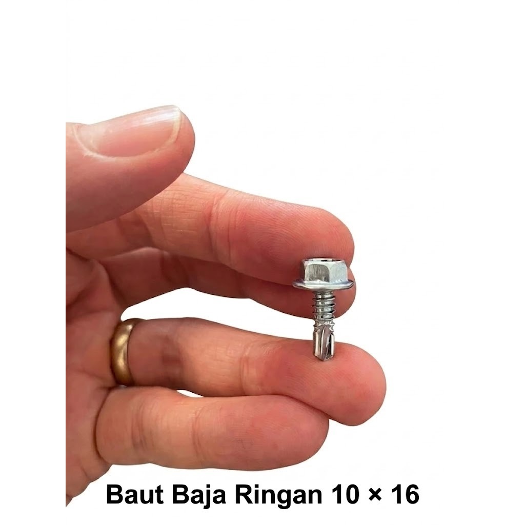Baut Baja Ringan 10 × 16 Self Drilling Screw SDS Roofing Galvanis - Baut Truss Kanal C Reng Hollow (