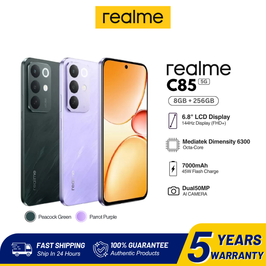 realme C85 5G 8GB+256GB | Dimensity 6300 | 7000mAh Battery | 144Hz 1200nits Display | 50MP Camera