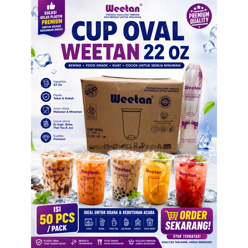 1 Karton Gelas 22oz Oval, 22oz Datar, 18oz Datar
