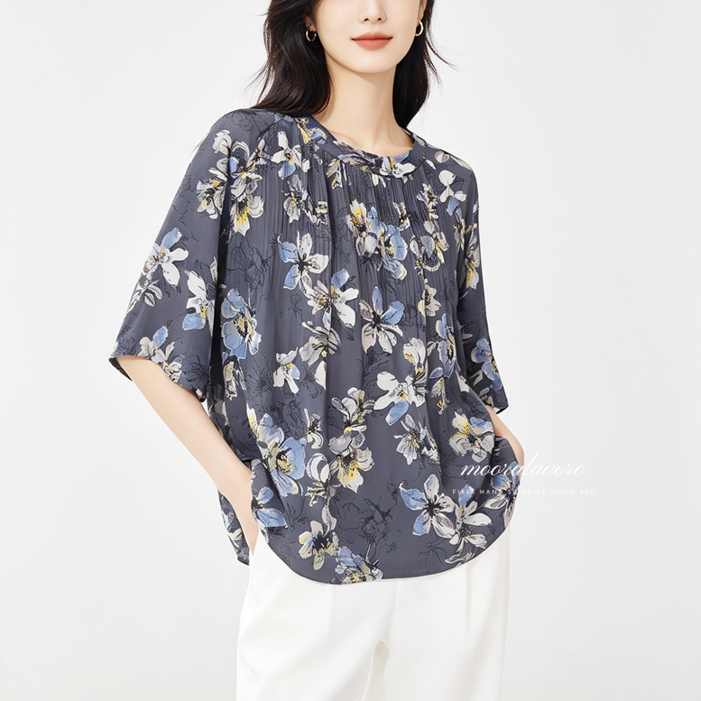 BERYL CLASSY FLORAL PLEATS LOOSE TOP KOREAN STYLE READY BANGKOK PREMIUM COLLECTION BKK