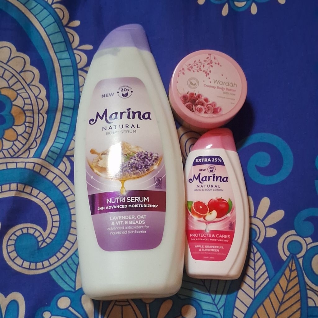 preloved original marina body lotion, marina body serum, Wardah creamy body butter