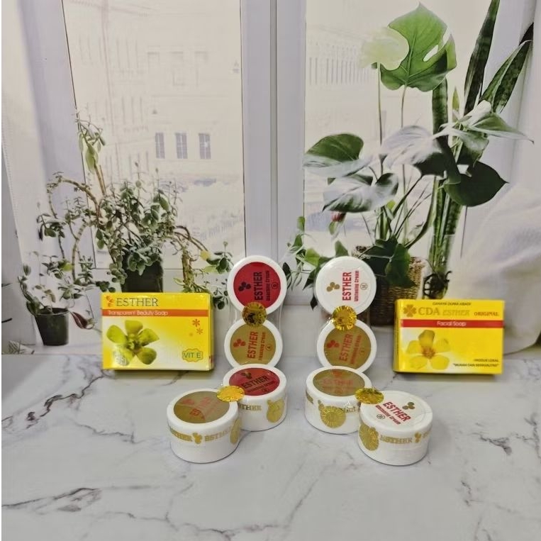 Paket Wajah Esther Gold 3in1 Original (Cream Siang + Cream Malam + Sabun) - Pemutih & Penghilang Fle