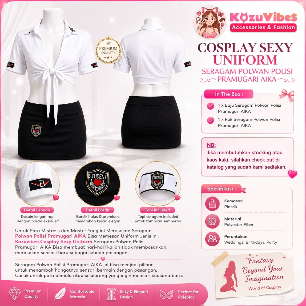 Kozuvibes Cosplay Sexy Uniform Seragam Polwan Polisi Pramugari AIKA