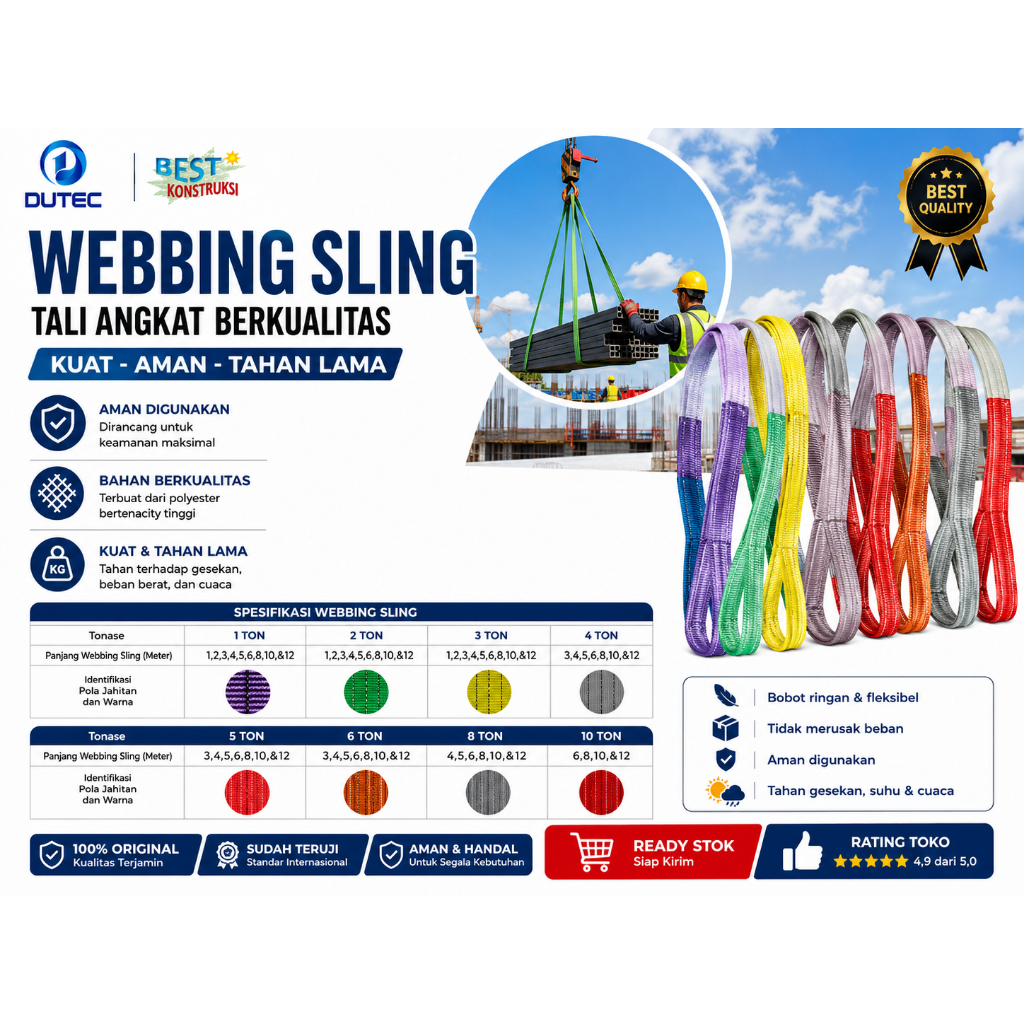 Webbing Sling Belt / Lifting Sling / Tali Angkat Green / Hijau 2 Ton x 2 Meter