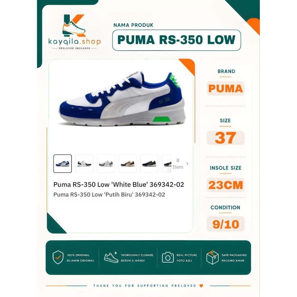 Sepatu Puma RS-350 Low Size 37 Preloved Second Original
