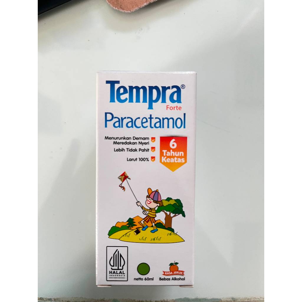 Tempra Sirup Rasa Anggur 100ml - Paracetamol 160mg/5ml, Meredakan Nyeri Ringan, Menurunkan Demam, Un