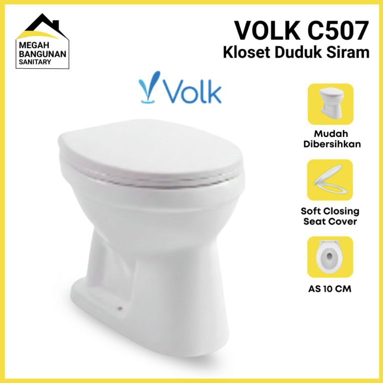 Volk C507 Kloset Closet Toilet Duduk Siram Manual WC Volk Clematis C509 One Piece White Kloset Duduk