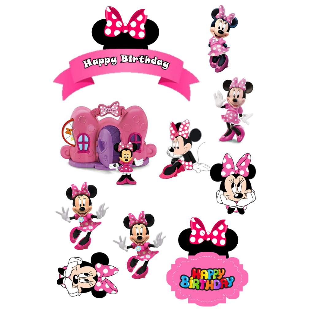 Topper Minnie Mouse / Hiasan Cake Minnie Mouse Custom Nama / Topper Murah Ekonomis / Cake Topper Min
