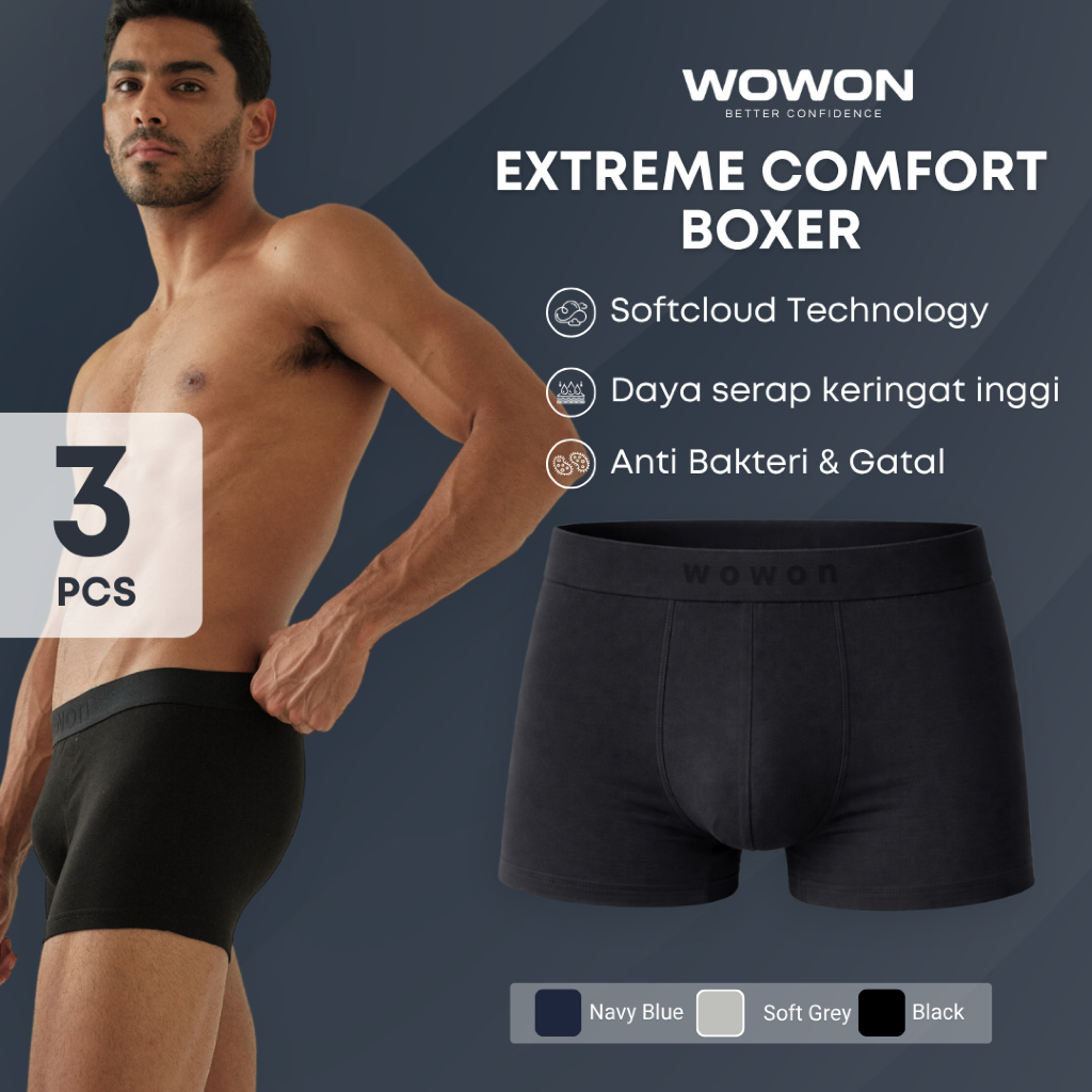 Wowon Men Boxer - 3 PCS - Celana Dalam Pria - Extreme Comfort