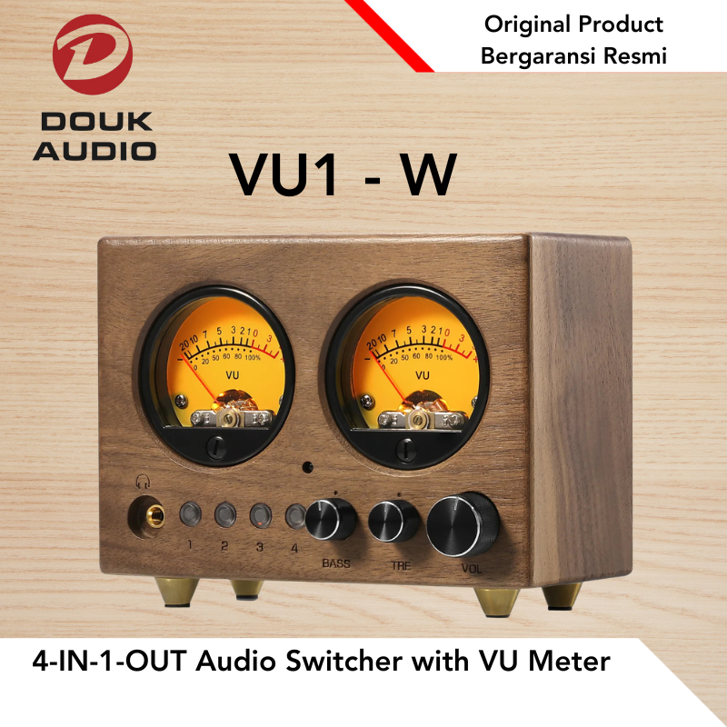 Douk Audio Nobsound VU1-W 4-IN-1-OUT Audio Switcher with VU Meter