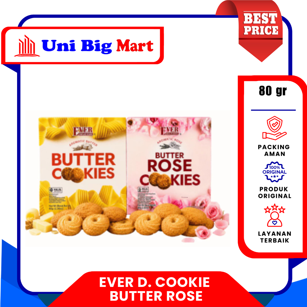 EVER DELICIOUS BUTTER COOKIES dan BUTTER ROSE COOKIES 80 gr KUKIS MENTEGA PREMIUM