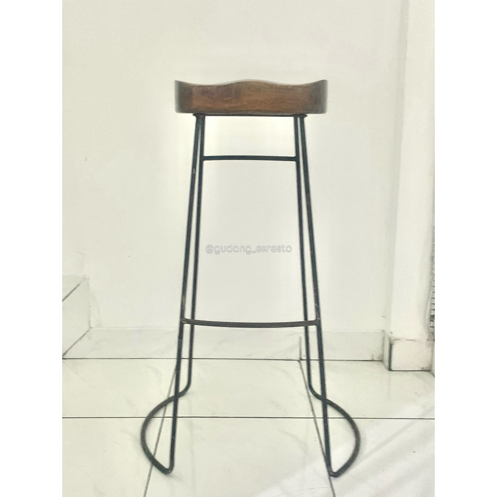 [EX RESTO] HIGH CHAIR KAYU JATI KAKI BESI