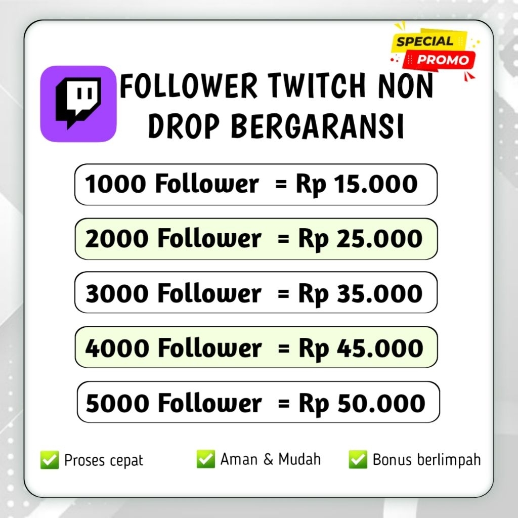 Followers Twitch Permanen Proses Cepat Aman Non Drop