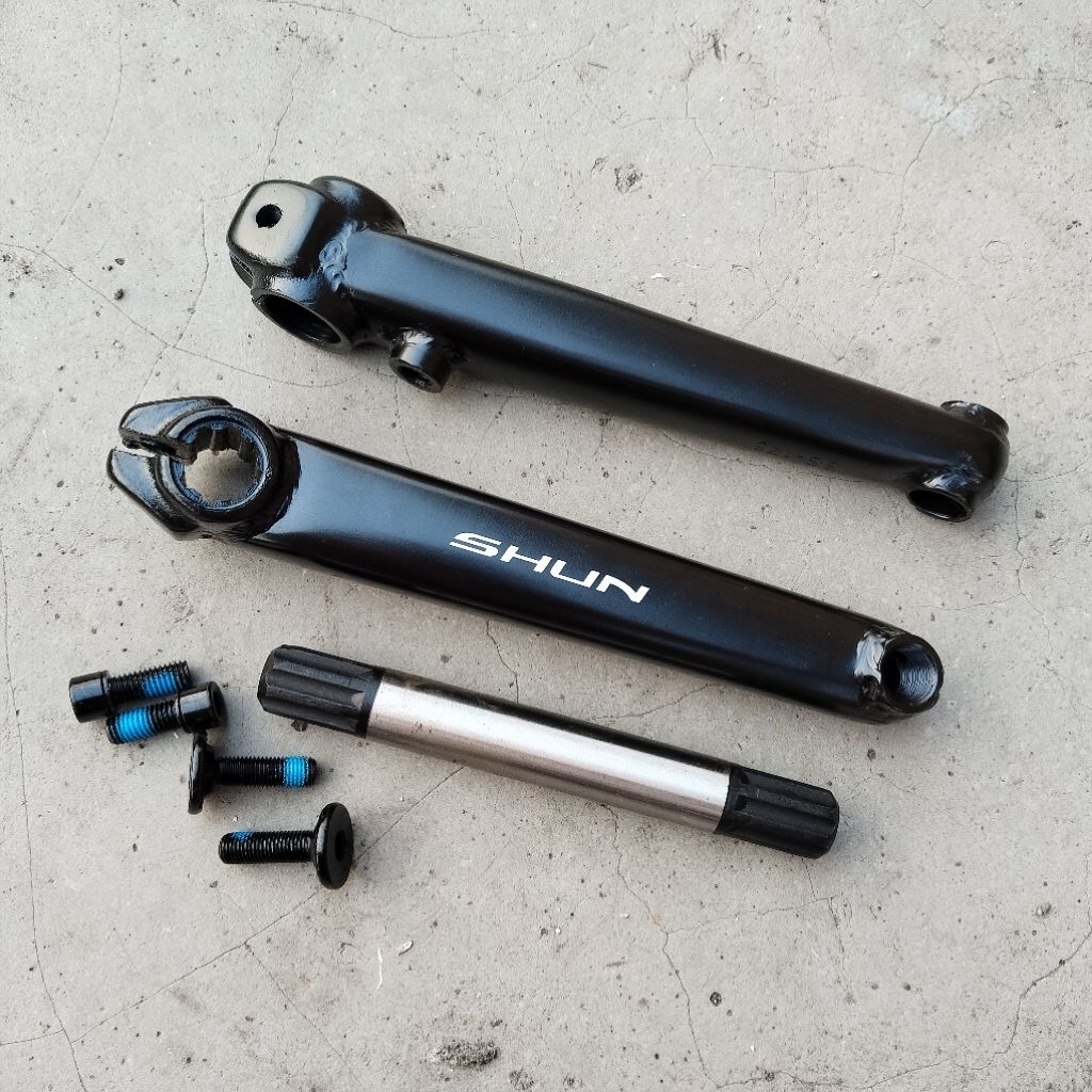 Crank sepeda bmx model 3pc panjang 175mm diameter as crank 19mm besi
