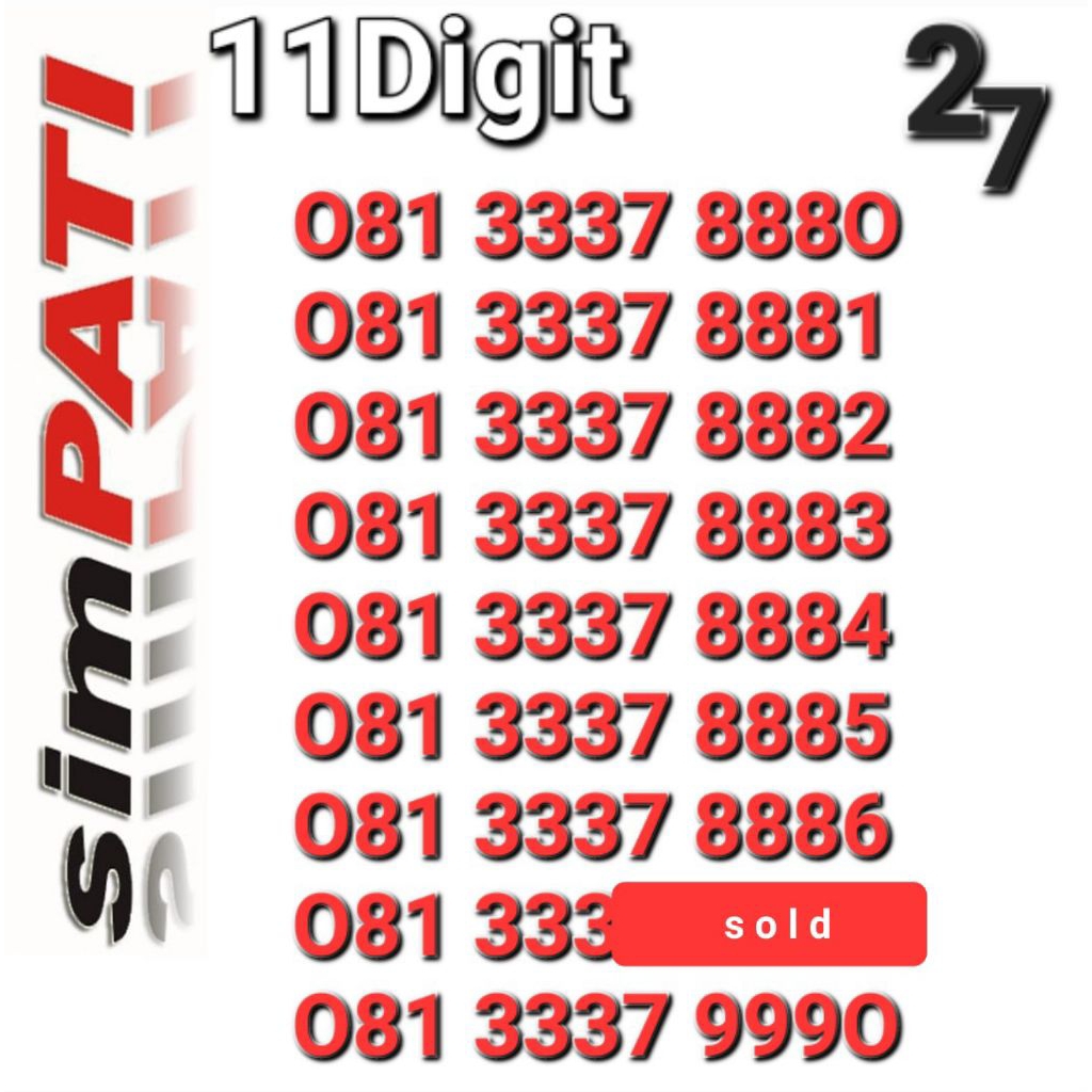 Nomor simpati 11digit 8881 8882 8883