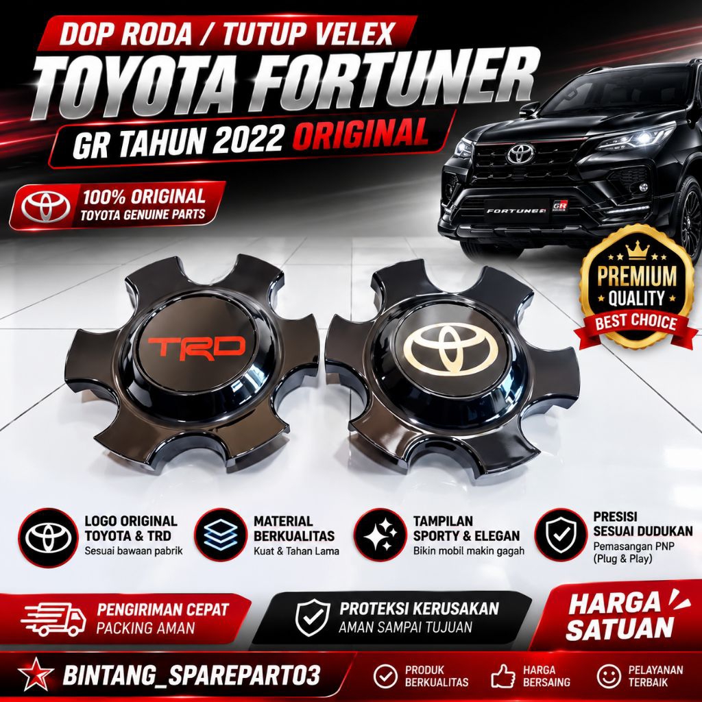 DOP RODA TUTUP VELG FORTUNER GR 2022 ORIGINAL