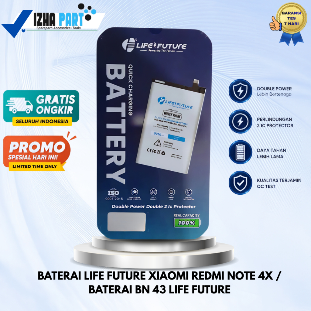 Baterai Xiaomi Redmi Note 4X Snapdragon / Baterai BN43 Life Future