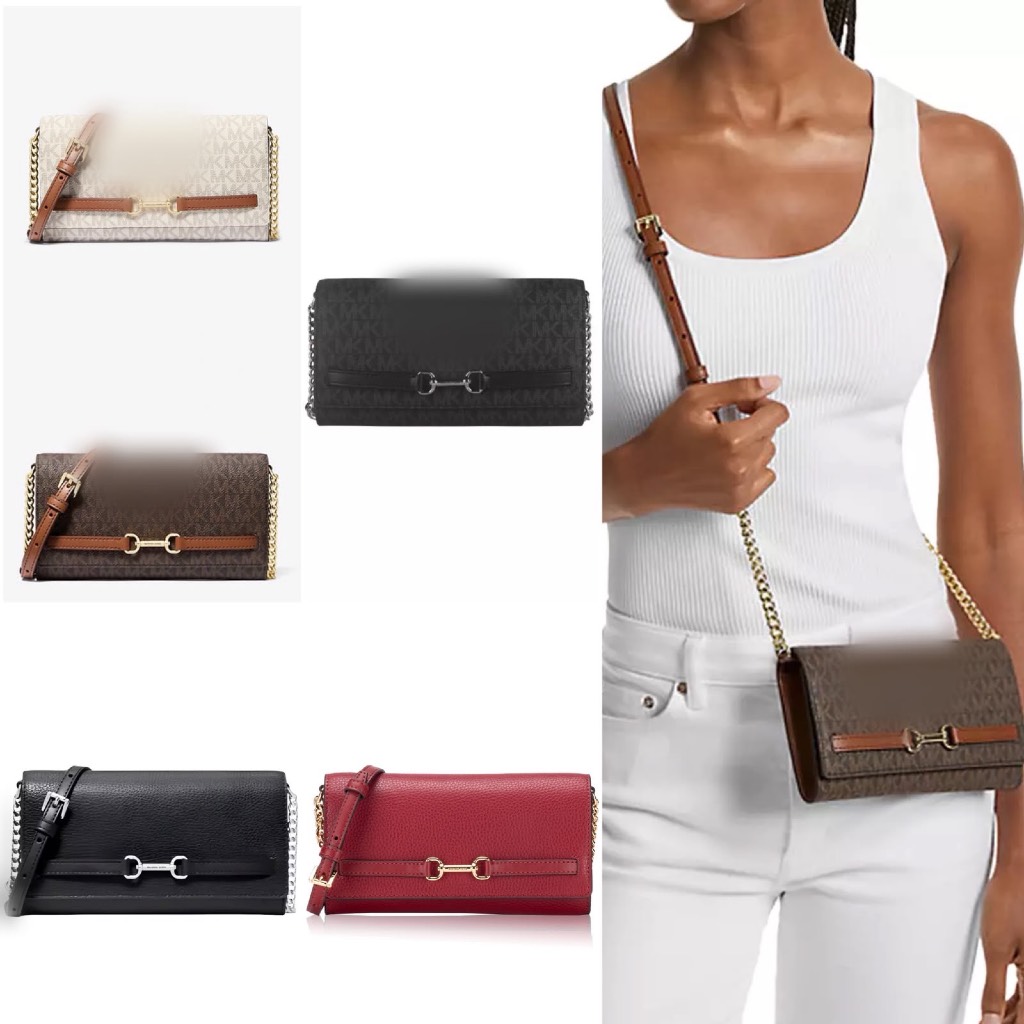 TAS WANITA MK CARSON LARGE WALLET ON CHAIN LEATHER CROSSBODY