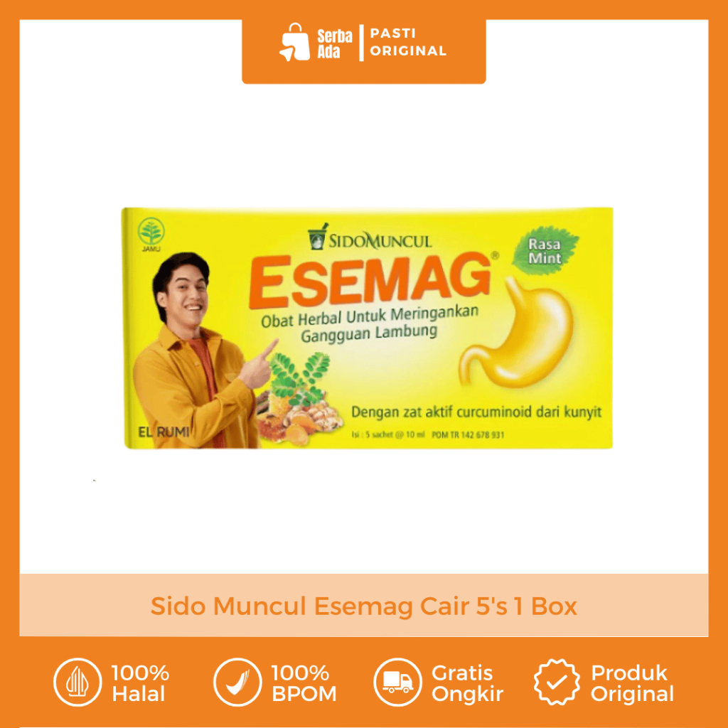 Sido Muncul Esemag Cair 1 Box Isi 5 Sachet Obat Herbal Maag Asam Lambung Mual Muntah BPOM