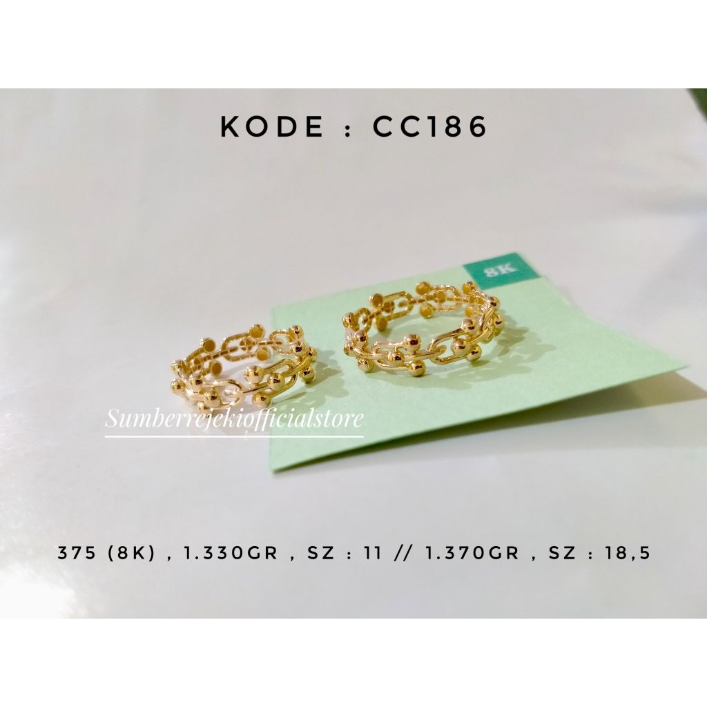 XT5* Cincin padat permata motif daun 375 size 15/Cincin padat 8k /cincin/cincin 375 / cincin 8k / ci