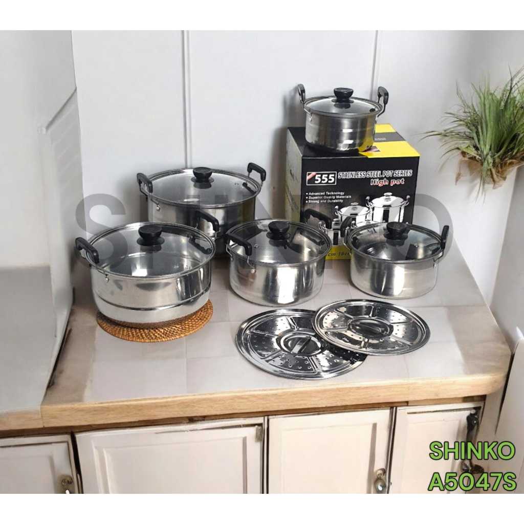 Panci Ndo Steamer Tutup Kaca 555 ( SHINKO)UK 16-24 cm