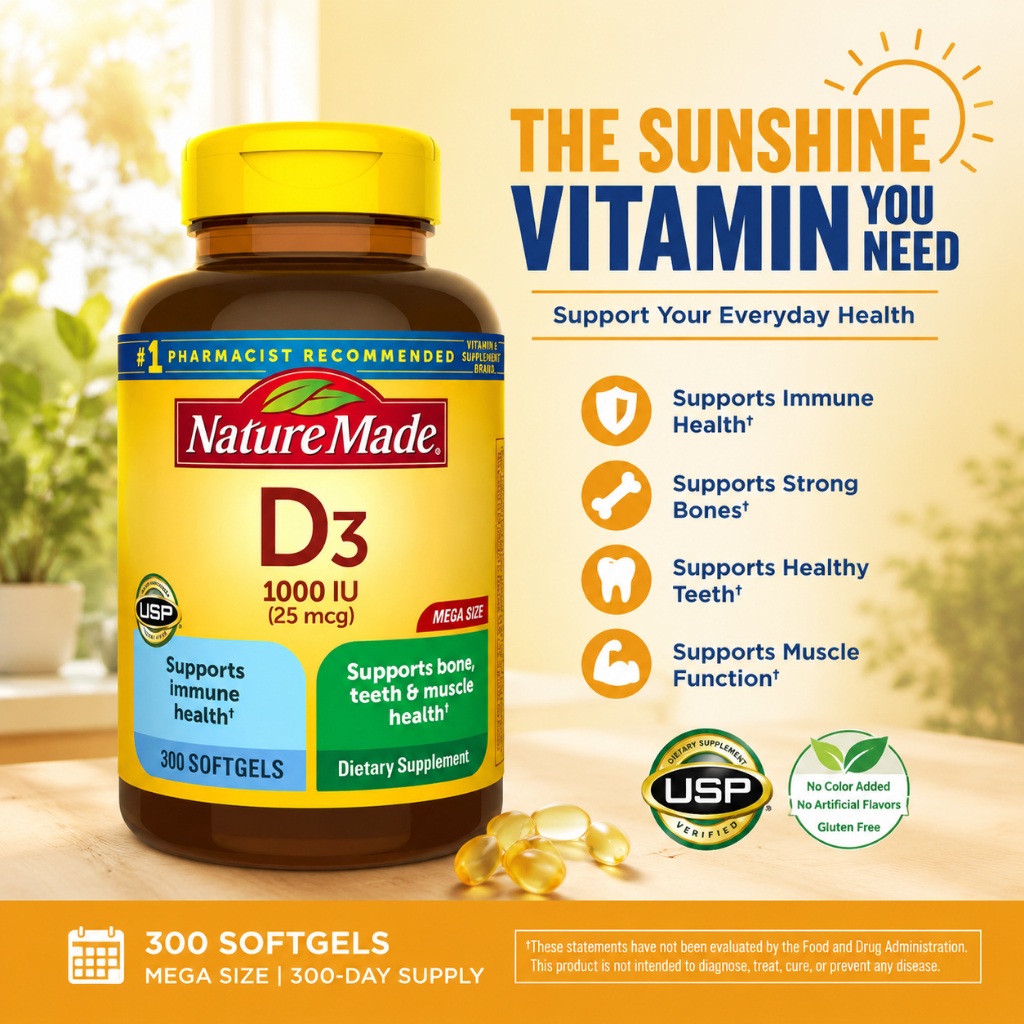 Nature Made vitamin d3 1000IU 300 softgels