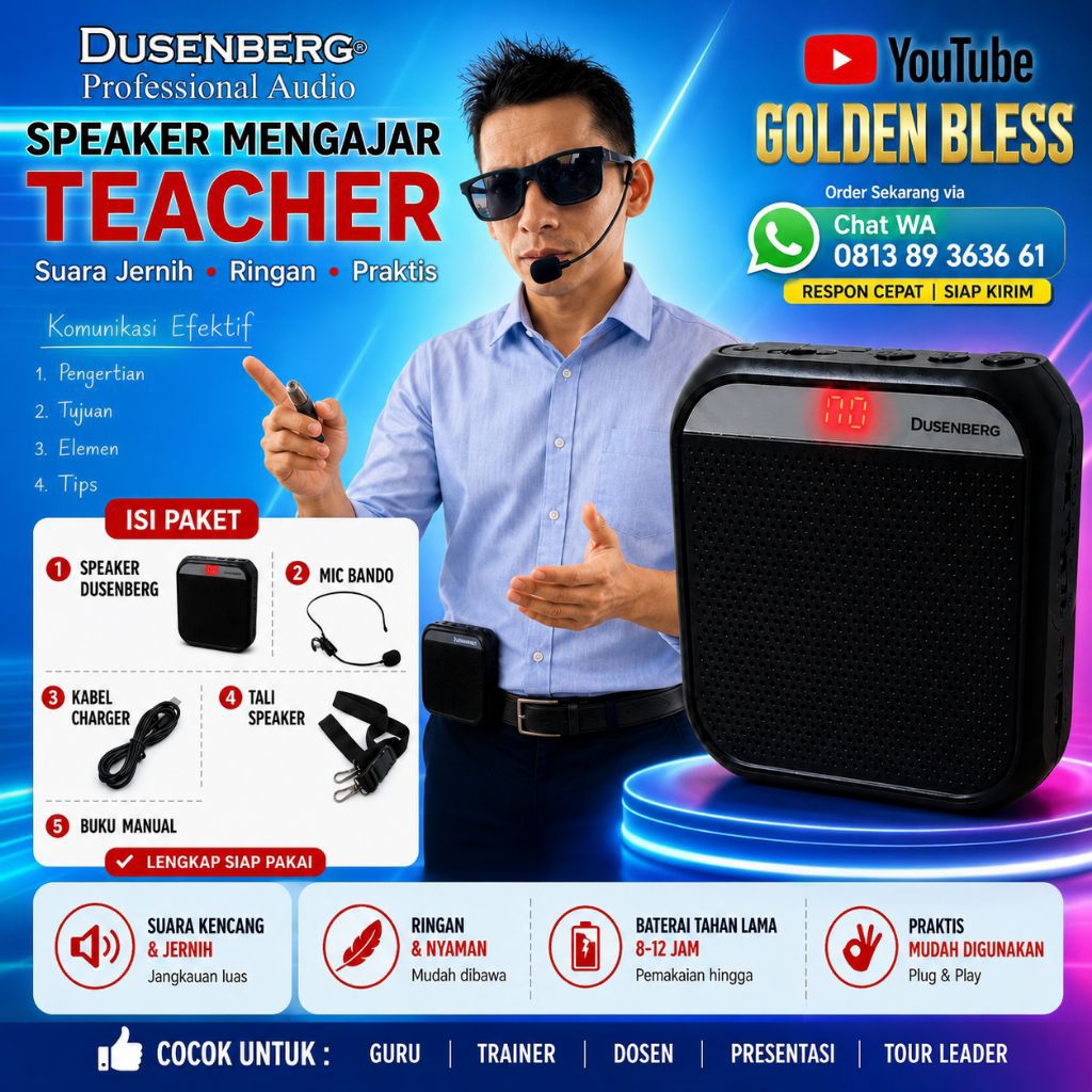 Speaker Mic Bando Dusenberg Teacher Tour Guide  Penguat Suara Speaker