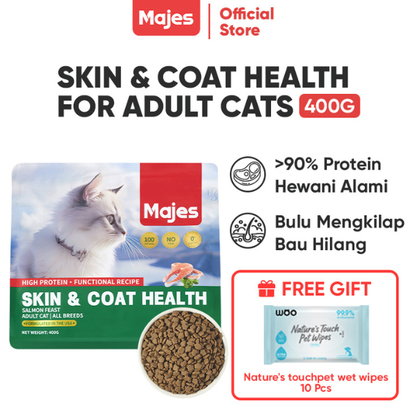 Majes High Protein Hair & Skin Care Makanan Kucing Kering 400gr - Adult Dry Cat Food