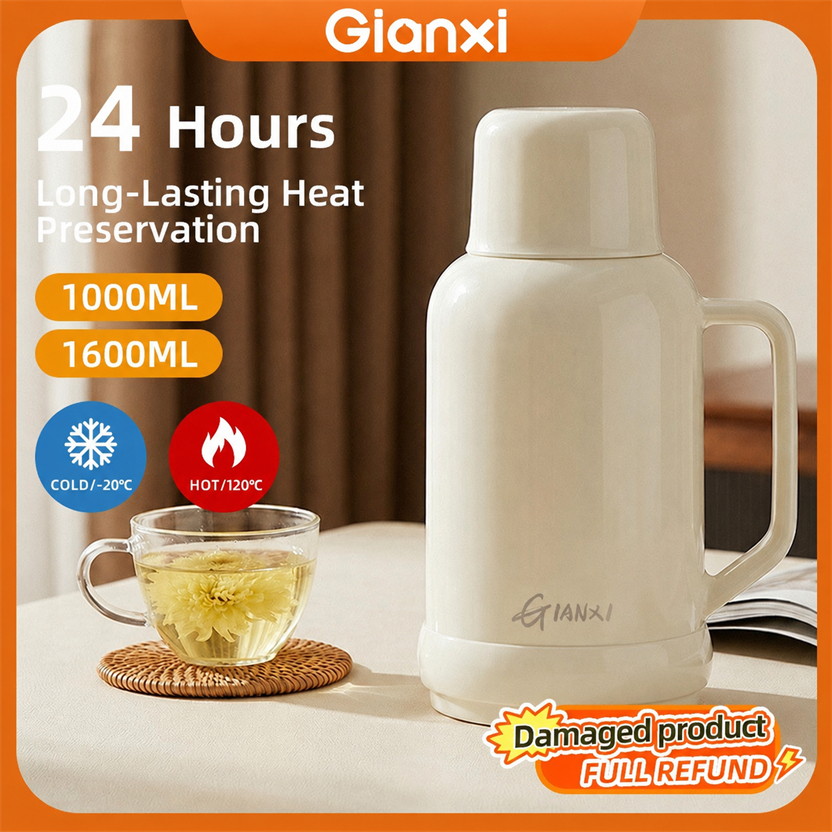Tahan Panas Dan Dingin Hingga 24 Jam GIANXI Termos Air Panas 1L & 1.6L Tahan Panas Anti Bocor Water 