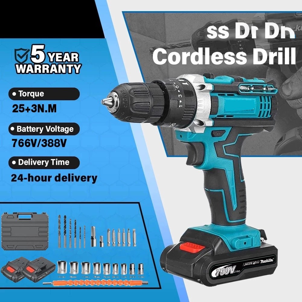 mesin bor baterai cas komplit cordless bor listrik 1 set lengkap murah bor cordless impact bor bater