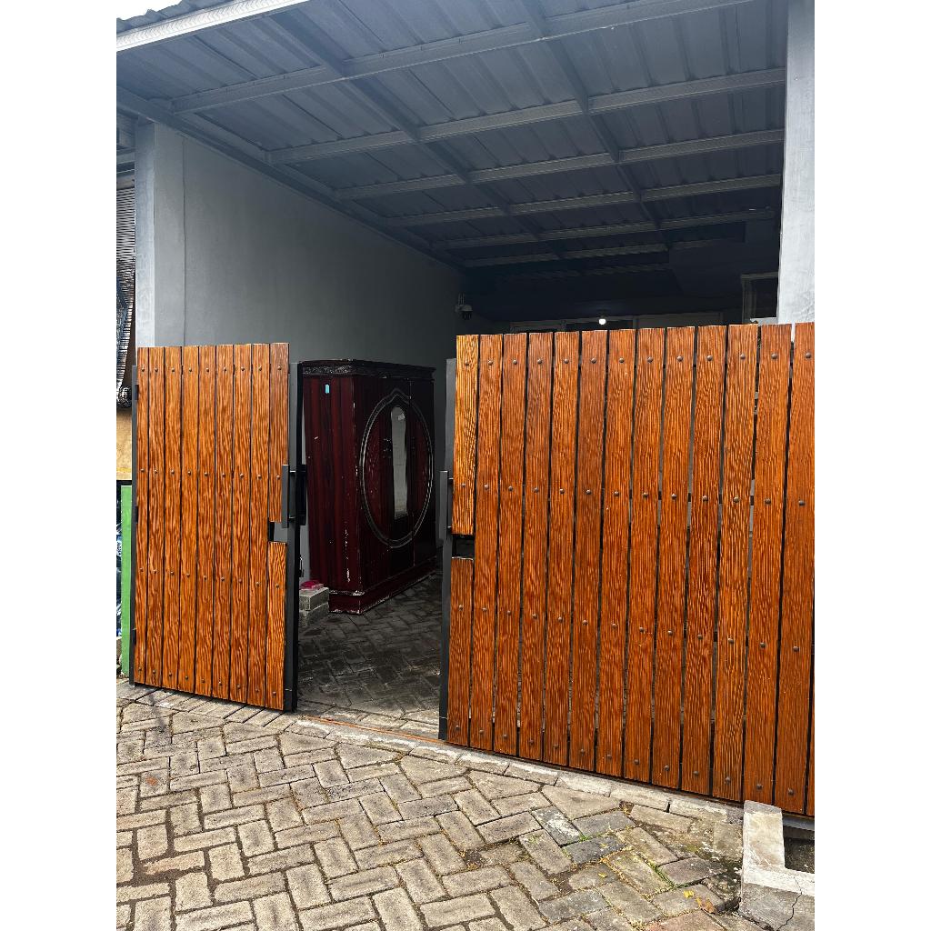 Pagar Rumah Modern Double Sliding Ada Pintu Geser Kecil