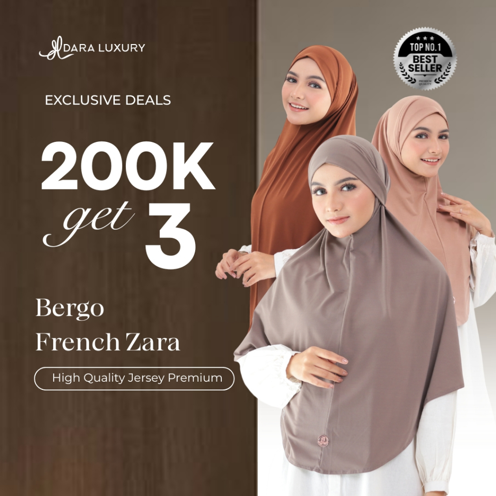 Dara Luxury | Zara | Hijab French Khimar 2in1 Jersey premium