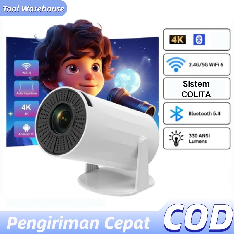 Mini Proyektor Android Bluetooth5.0 Proyektor COLITA Lumens Smart Projector 1080P HD Portable Home T