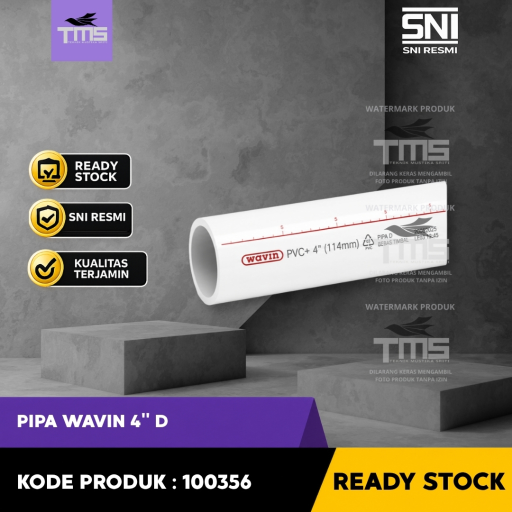Pipa PVC Wavin 4 Inch D 4 Meter Pipa Paralon SNI Original Ready Stock