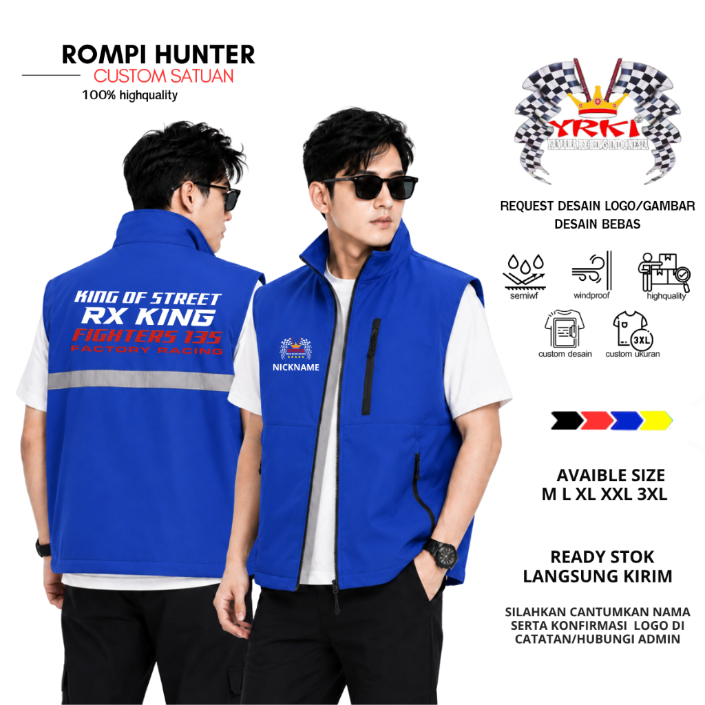 Rompi Motor RX KING Bodyvest Custom YRKI Vest Hunter Custom Klub Motor