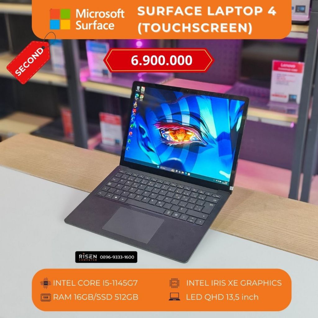 MICROSOFT SURFACE LAPTOP 4 INTEL CORE I5-1145G7 RAM 16GB SSD 512GB QHD 13,5inch Notebook Second Beka